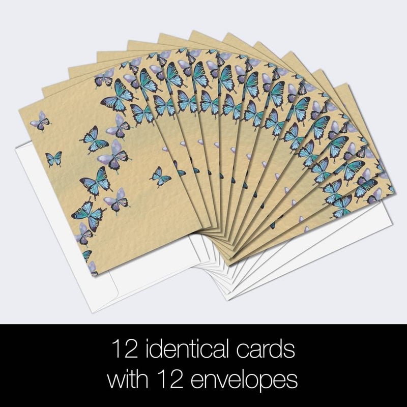 Tree-Free Greetings Blue Butterflies in Flight All Occasion Cards - 12 Recycled 4x6 Cards & White Envelopes, Thick Cardstock, Made in USA - Artfully Inspiring Nature - Image 2